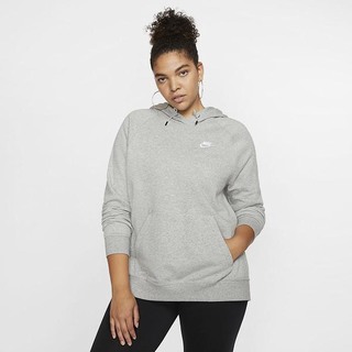 Hanorace Nike Sportswear Essential Fleece Pullover (Plus Size) Dama Gri Inchis Albi | GCTO-15827